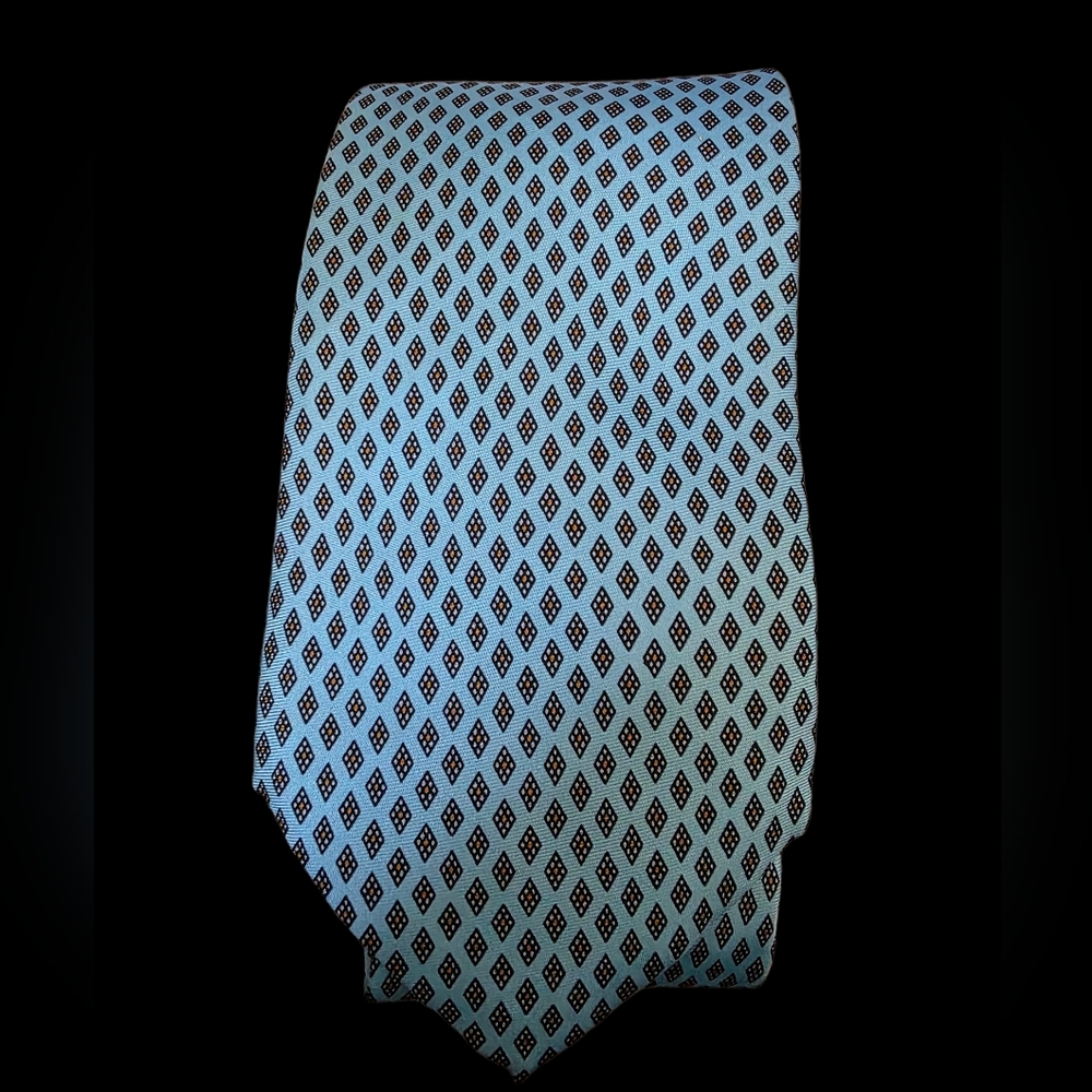 Etienne Aigner Silk Tie Vintage 90s Light Blue Micro Diamond Necktie